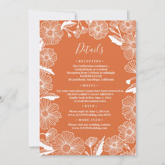 Invitation Fleur sauvage Meadow Garden Mariage Botanique (Dos)