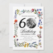 Invitation Fleur sauvage Meadow Photo 60e fête d'anniversaire (Devant)