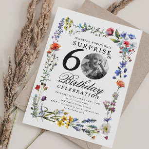 Invitation Fleur sauvage Meadow Photo SURPRISE 60e anniversai