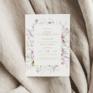 Invitation Fleur sauvage Meadow   Premier anniversaire