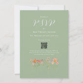 Invitation Fleur sauvage Meadow Sage vert QR Code Mariage (Dos)