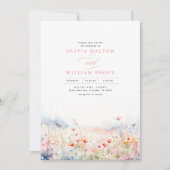 Invitation Fleur sauvage Meadow Soft Pastel Boho Photo Mariag (Devant)
