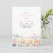 Invitation Fleur sauvage Meadow Soft Pastel Boho Photo Mariag (Debout devant)