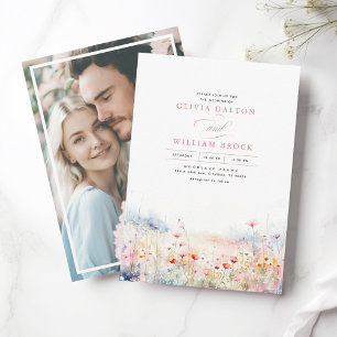 Invitation Fleur sauvage Meadow Soft Pastel Boho Photo Mariag