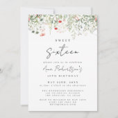 Invitation Fleur sauvage Meadow Sweet 16 Anniversaire (Devant)