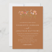 Invitation Fleur sauvage Meadow Terracotta Orange Rust Mariag (Devant)