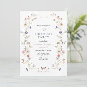 Invitation Fleur sauvage Meadow Wreath Anniversaire (Debout devant)