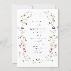 Invitation Fleur sauvage Meadow Wreath Anniversaire