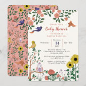 Invitation Fleur sauvage mignonne et Baby shower de thé aux o (Devant / Derrière)