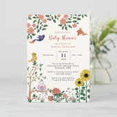 Invitation Fleur sauvage mignonne et Baby shower de thé aux o (Debout devant)