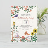 Invitation Fleur sauvage mignonne et Tea Party aux oiseaux 2e (Debout devant)