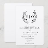 Invitation Fleur sauvage minimal | Mariage de couronne (Devant / Derrière)