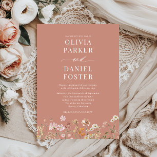 Invitation Fleur sauvage minimaliste en terre cuite Boho Mari