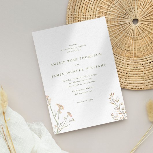 Invitation Fleur sauvage minimaliste Mariage rustique