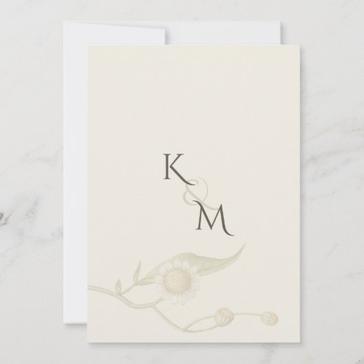 Invitation Fleur sauvage minimum Daisy Boho Mariage simple (Dos)