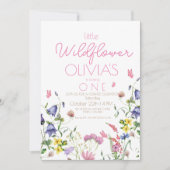 Invitation Fleur sauvage moderne 1er anniversaire (Devant)