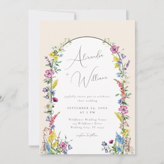 Invitation Fleur sauvage moderne Arch Boho Mariage (Devant)