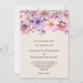 Invitation Fleur sauvage moderne Beige Simple Photo Mariage (Devant)