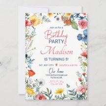 Invitation fleur sauvage moderne Boho floral