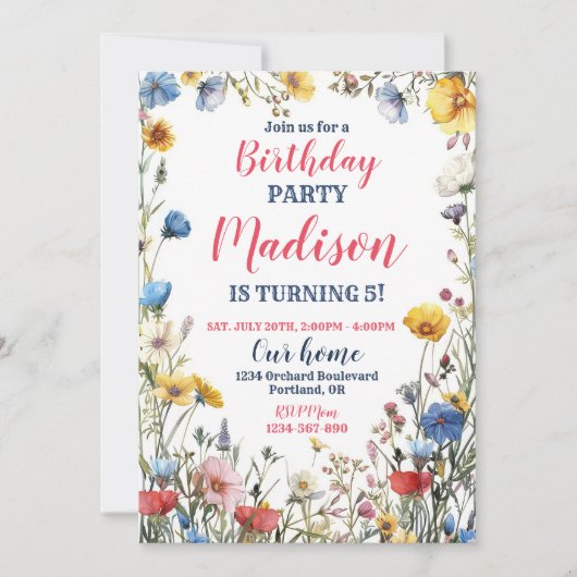 Invitation fleur sauvage moderne Boho floral (Devant)