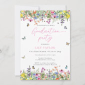 Invitation Fleur sauvage moderne Boho Floral Graduation Party (Devant)