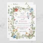 Invitation Fleur sauvage moderne Boho Mariage aquarelle (Devant / Derrière)