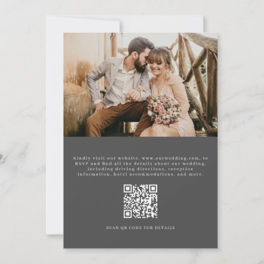 Invitation Fleur sauvage moderne Boho QR Code Mariage photo (Dos)