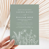 Invitation Fleur sauvage moderne Boho Sage Green Mariage