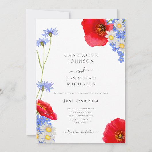 Invitation Fleur sauvage moderne Boho Sage Mariage vert (Devant)