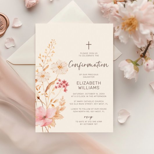 Invitation Fleur sauvage moderne | Confirmation du jardin bot