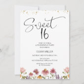 Invitation Fleur sauvage moderne douce 16e anniversaire Invit (Devant)