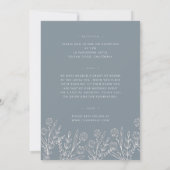Invitation Fleur sauvage moderne Dusty bleu avant et Mariage  (Dos)