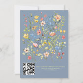 Invitation Fleur sauvage moderne Dusty Blue QR Code Mariage (Dos)