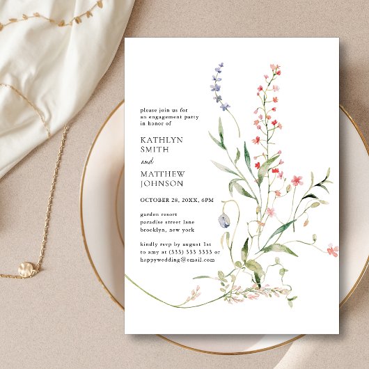 Invitation Fleur sauvage Moderne Floral Jardin d'engagement