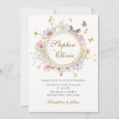 Invitation Fleur sauvage moderne Floral Wreath Mariage (Devant)