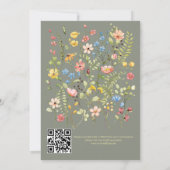 Invitation Fleur sauvage Moderne Garden Sage QR Code Mariage (Dos)