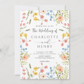Invitation Fleur sauvage Moderne Jardin QR Code Mariage (Devant)