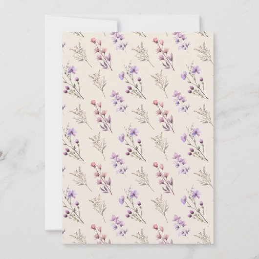 Invitation Fleur sauvage moderne Mariage beige (Dos)