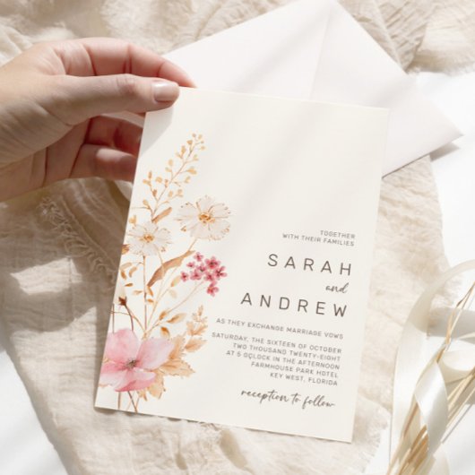Invitation Fleur sauvage moderne | Mariage du jardin botaniqu