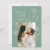 Invitation Fleur sauvage moderne minimaliste Mariage vert  (Dos)