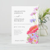 Invitation Fleur sauvage moderne Pastel Mariage d'aquarelle (Debout devant)