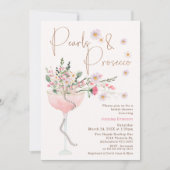 Invitation Fleur sauvage moderne Pearl et Prosecco Fête des m (Devant)