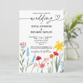 Invitation Fleur sauvage moderne Red Poppy Daffodil Botanique (Debout devant)