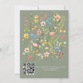 Invitation Fleur sauvage Moderne Sage Garden QR Code Mariage (Dos)