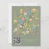 Invitation Fleur sauvage Moderne Sage & Jaune QR Code Mariage (Dos)