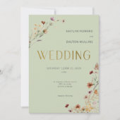 Invitation Fleur sauvage moderne Sage vert Mariage (Devant)