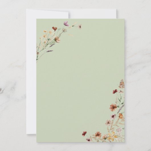 Invitation Fleur sauvage moderne Sage vert Mariage (Dos)