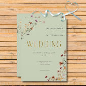 Invitation Fleur sauvage moderne Sage vert Mariage