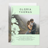 Invitation Fleur sauvage Moderne Sage Vert Mariage Photo (Devant / Derrière)