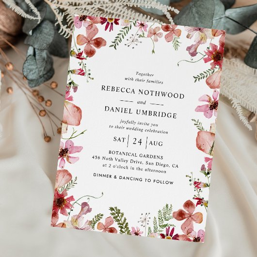 Invitation Fleur sauvage moderne simple Dusty rose